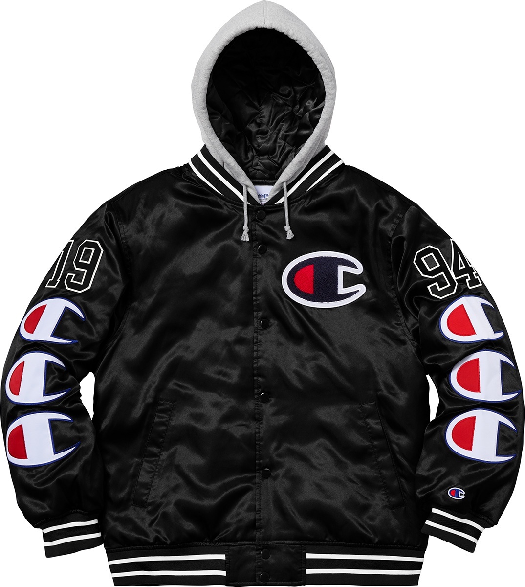 Supreme®/Champion® Hooded Satin Varsity Jacket view 17